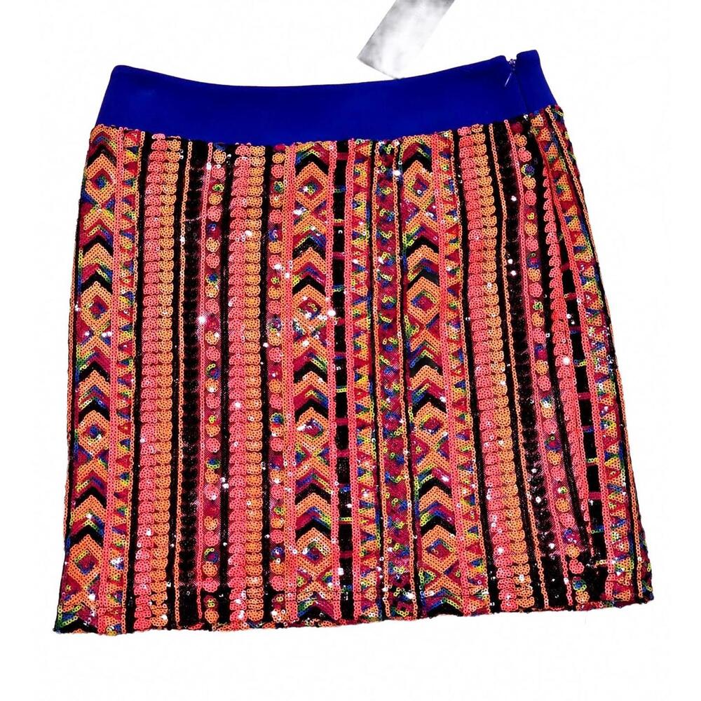 Small I.Madeline Partycore Stretch Waistband Neon Sequined Mini Skirt